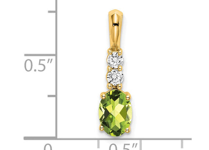 14k Oval Peridot and Diamond Pendant (Style PM7406-PE-013-YA)