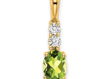 14k Oval Peridot and Diamond Pendant (Style PM7406-PE-013-YA)