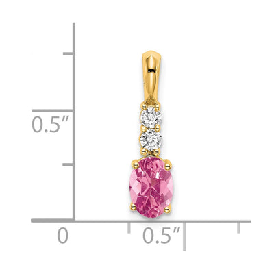 14K Oval Pink Tourmaline and Diamond Pendant