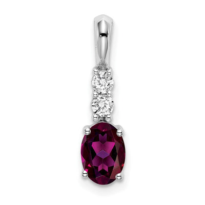 14K white gold diamond oval pendant