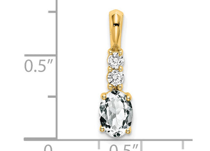 14K gold diamond oval pendant, alternate view