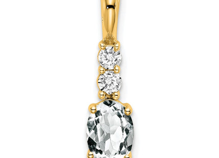 14K gold diamond oval pendant
