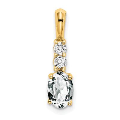14K gold diamond oval pendant