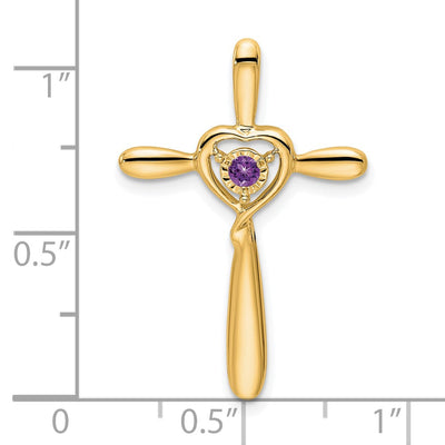 14K Amethyst Cross w/Heart Chain Slide