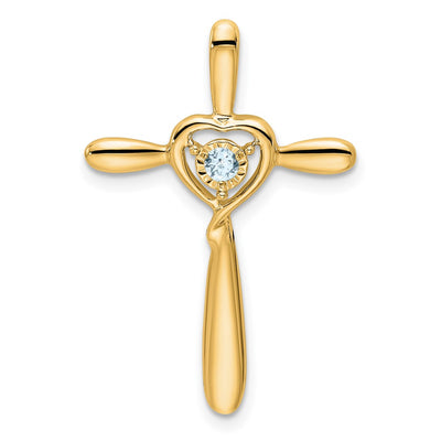 14K gold aquamarine cross chain