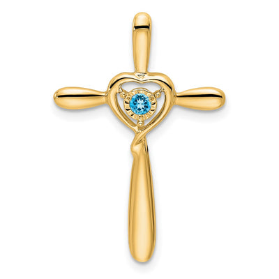 14K gold blue topaz cross chain