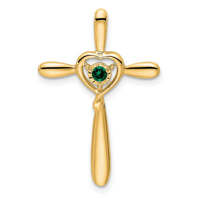 14K gold emerald cross chain