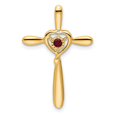 14K gold ruby cross chain