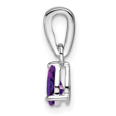 14K White Gold Pear Amethyst and Diamond Pendant, 16.3 x 4.5mm