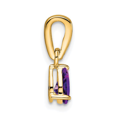 14K Pear Amethyst and Diamond Pendant, 16.3 x 4.5mm
