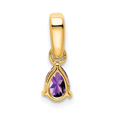 14K Pear Amethyst and Diamond Pendant, 16.3 x 4.5mm