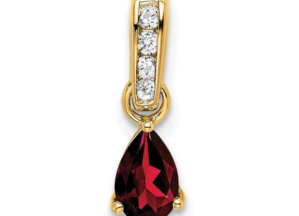 14k Pear Garnet and Diamond Pendant (Style PM7409-GA-005-YA)