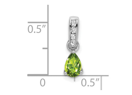 14k White Gold Pear Peridot and Diamond Pendant (Style PM7409-PE-005-WA)