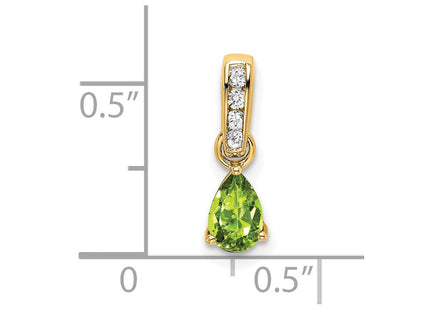 14K Pear Peridot and Diamond Pendant (Style PM7409-PE-005-YA)