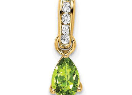 14K Pear Peridot and Diamond Pendant (Style PM7409-PE-005-YA)