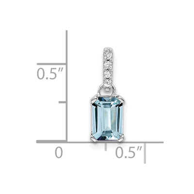 14K White Gold Aquamarine and Diamond Pendant, 15.9 x 5.5mm
