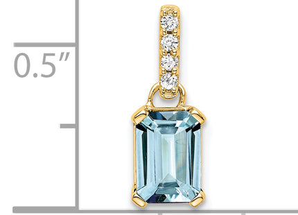 14K Aquamarine and Diamond Pendant