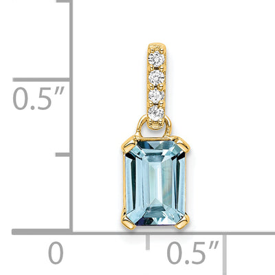14K Aquamarine and Diamond Pendant