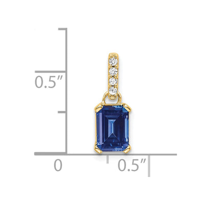 14K Created Sapphire and Diamond Pendant