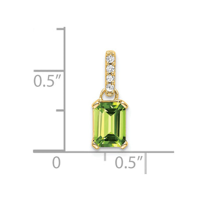 14K Peridot and Diamond Pendant, 15.9 x 5.5mm