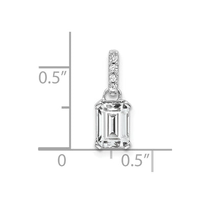 14K White Gold White Topaz and Diamond Pendant, 15.9 x 5.5mm