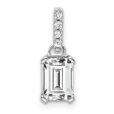 14K White Gold White Topaz and Diamond Pendant, 15.9 x 5.5mm