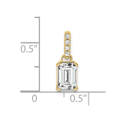 14K White Topaz and Diamond Pendant, 15.9 x 5.5mm