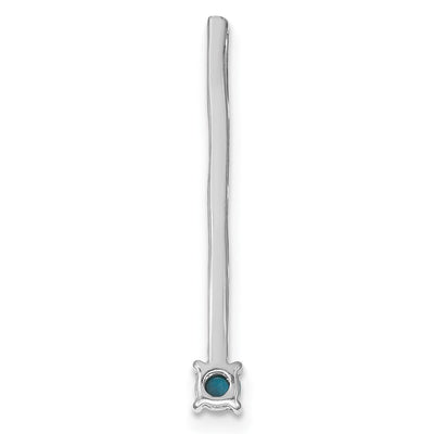 14K White Gold Turquoise and White Topaz Pendant, 25 x 3.1mm