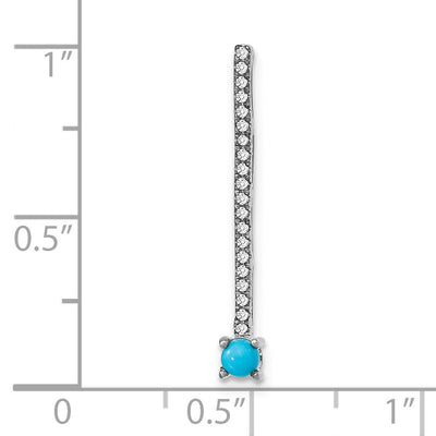 14K White Gold Turquoise and White Topaz Pendant, 25 x 3.1mm