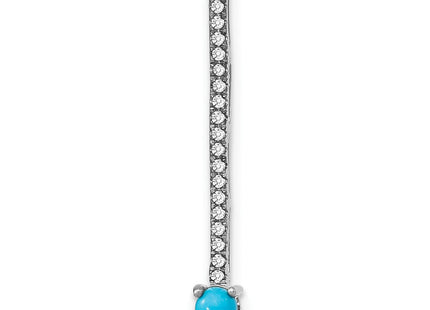 14k White Gold Turquoise and White Topaz Pendant (Style PM7415-BTQ-W)