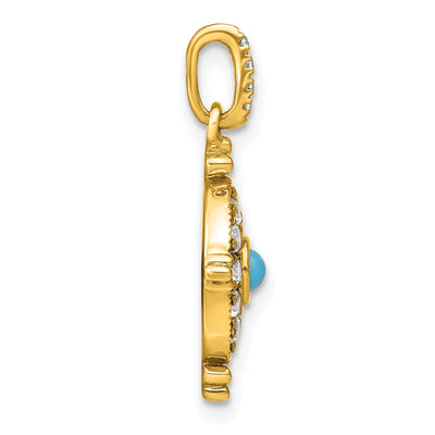14K Turquoise and White Topaz Pendant