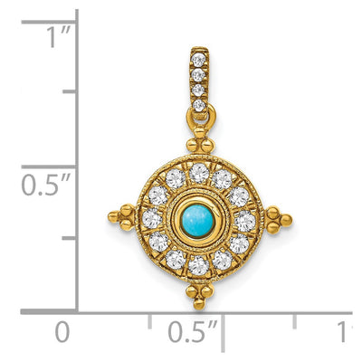 14K Turquoise and White Topaz Pendant