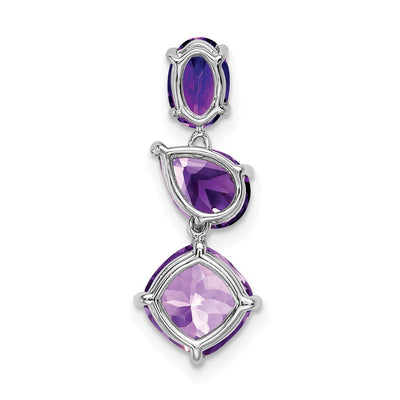 14K White Gold Amethyst Chain Slide, 20.8 x 8.5mm