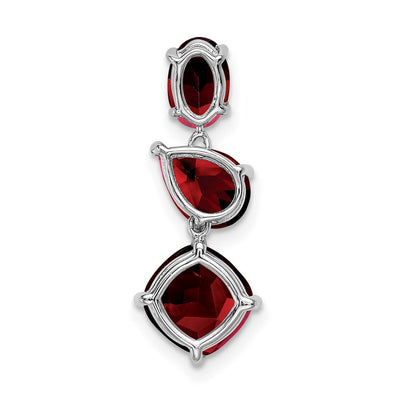 14K White Gold Garnet Chain Slide, 20.8 x 8.5mm