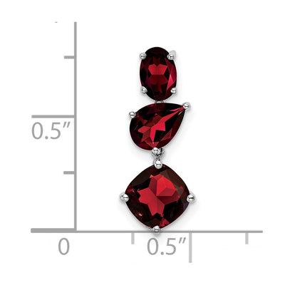 14K White Gold Garnet Chain Slide, 20.8 x 8.5mm