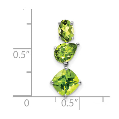 14K White Gold Peridot Chain Slide, 20.8 x 8.5mm