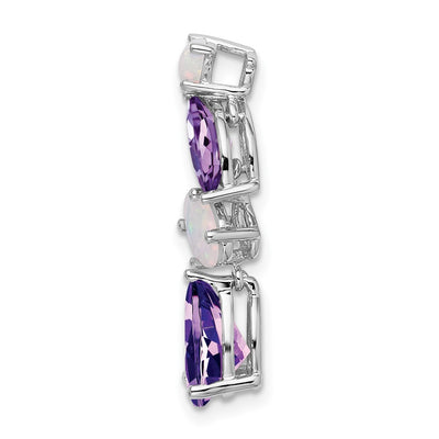 14K White Gold Amethyst and Opal Chain Slide