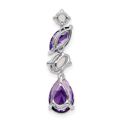 14K White Gold Amethyst and Opal Chain Slide
