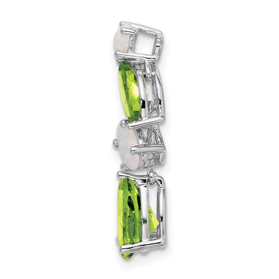 14K White Gold Peridot and Opal Chain Slide