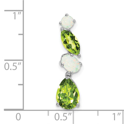 14K White Gold Peridot and Opal Chain Slide