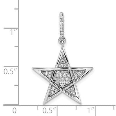 14K White Gold Polished Diamond Star Pendant