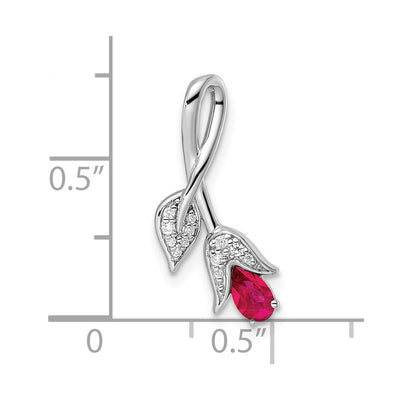 14K White Gold Ruby and Diamond Floral Chain Slide