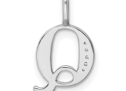 14K White Gold Diamond Letter Q Initial Pendant (Style PM8365Q-002-WA)