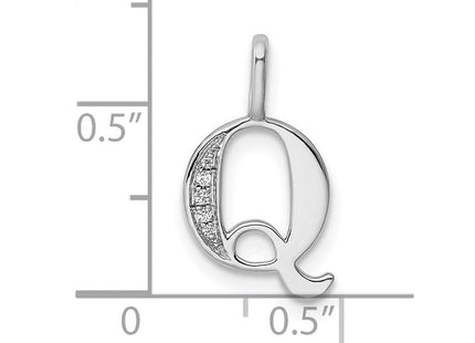 14K White Gold Diamond Letter Q Initial Pendant (Style PM8365Q-002-WA)
