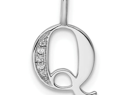 14K White Gold Diamond Letter Q Initial Pendant (Style PM8365Q-002-WA)