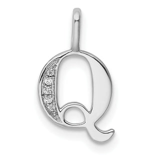 14K White Gold Diamond Letter Q Initial Pendant (Style PM8365Q-002-WA)