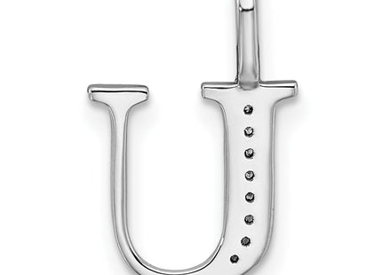 14K White Gold Diamond Letter U Initial Pendant (Style PM8365U-002-WA)