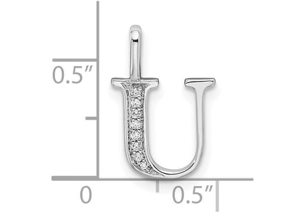 14K White Gold Diamond Letter U Initial Pendant (Style PM8365U-002-WA)