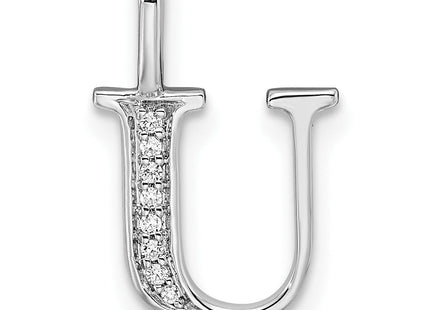 14K White Gold Diamond Letter U Initial Pendant (Style PM8365U-002-WA)