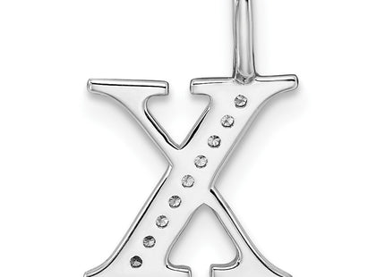 14K White Gold Diamond Letter X Initial Pendant, 15.25 x 11.19mm